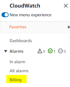 Alarms billing cloudwatch