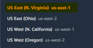 Region to US East N.Virginia